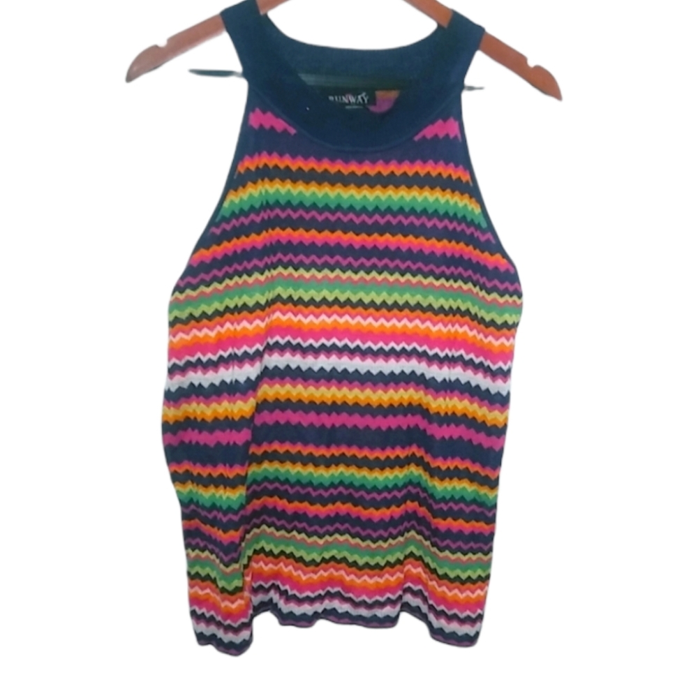 Runway 3X Bold ZigZag Striped Tank Top Plus